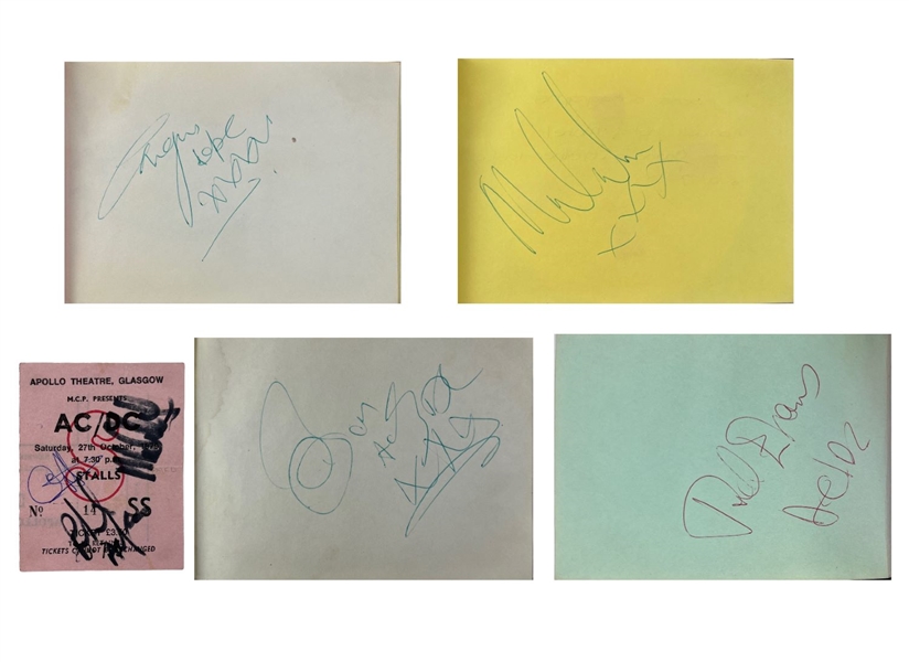 AC/DC: Late 70s Group Autograph Set (Epperson/REAL LOA)