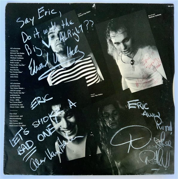 Van Halen RARE Debut Vintage Group Signed Album Inner Sleeve (4 Sigs) (Roger Epperson/REAL Authentication) 