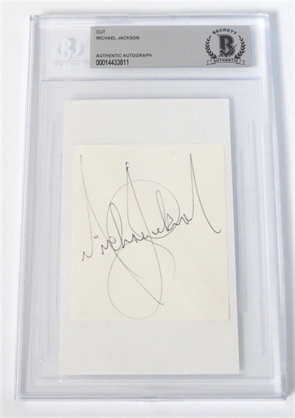 Michael Jackson Signed 3” x 5” Cut Autograph (Beckett/BAS Encapsulated & JSA LOA) 
