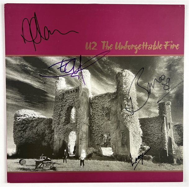 U2 Group “The Unforgettable Fire” Album Record (4 Sigs) (Epperson/REAL LOA)