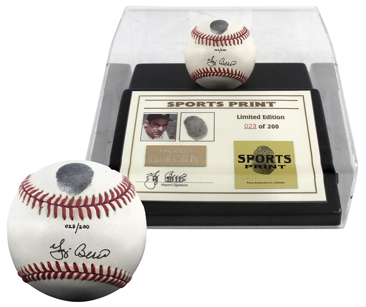 Yogi Berra Signed Limited Edition OAL Baseball with Original Thumbprint in Custom Display (Beckett/BAS COA)