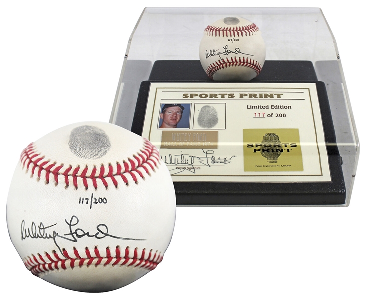 Whitey Ford Signed Limited Edition OAL Baseball with Original Thumbprint in Custom Display (Beckett/BAS COA)