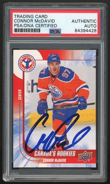 Connor McDavid Signed 2015-16 Upper Deck Rookie Card (PSA Encapsulated)
