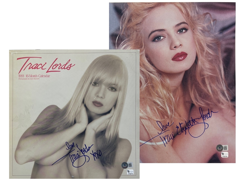 Traci Lords Lot of Two Signed Items w/ Large Photo & Calendar (Beckett/BAS)