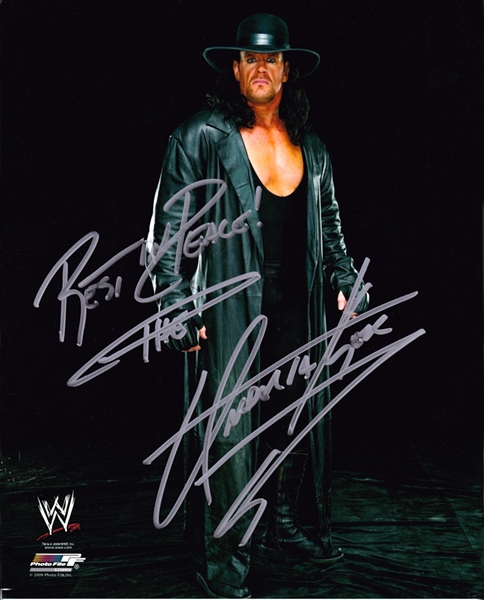 WWE Superstar The UNDERTAKER Signed 8x10 Photo w/ "Rest In Peace" Inscription (Third Party Guaranteed)