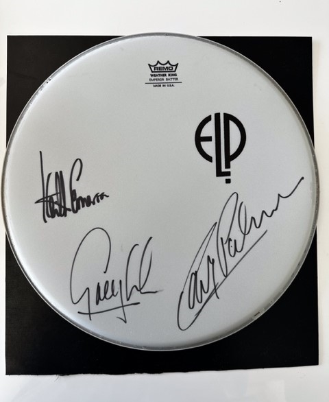 ELP: Emerson, Lake & Palmer Signed Drum Head (Third Party Guaranteed)