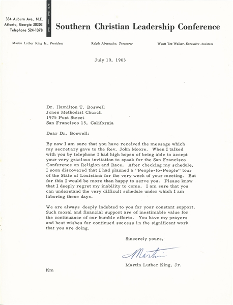 Martin Luther King, Jr. 1963 “I Have a Dream” Era Typed Letter Signed (Beckett/BAS Authentication) 