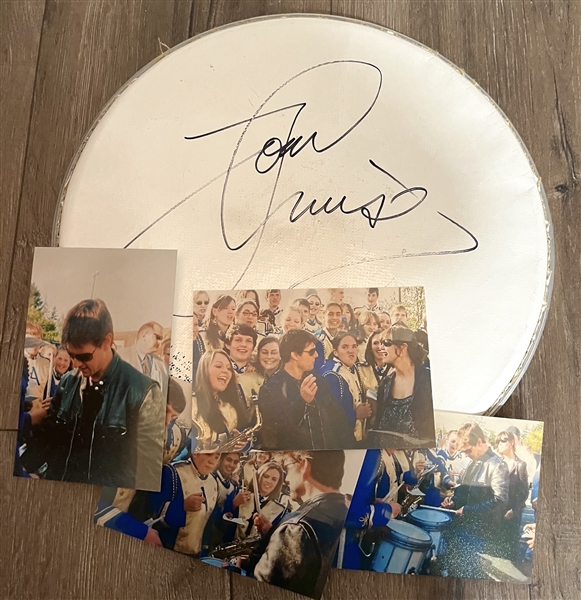 Tom Cruise In-Person Signed 13” Drumhead w/ 4 Candid Signing Photos (Third Party Guaranteed)