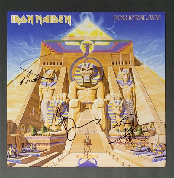 Iron Maiden In-Person Group Signed “Powerslave” Album Record (3 Sigs) (Third Party Guaranteed)