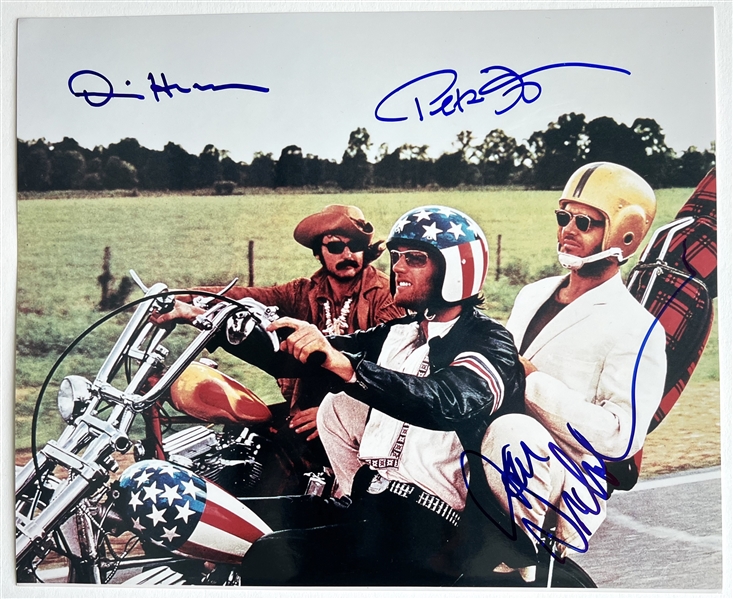 Easy Rider: Nicholson, Fonda & Hopper In-Person Cast Signed 14” x 11” Photo (JSA Authentication)