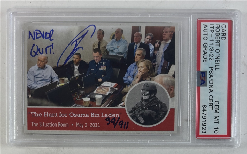 U.S. Navy Seal Robert ONeill Signed Ltd. Ed. "Situation Room" Trading Card w/ Gem Mint 10 Auto! (PSA/DNA Encapsulated)