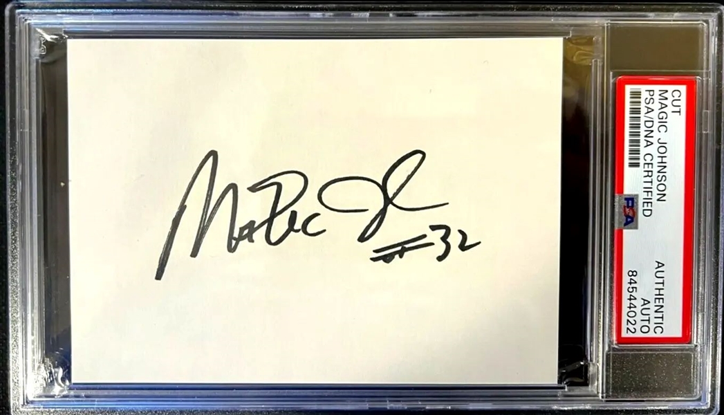 Magic Johnson Signed 4.5" x 7" Page (PSA/DNA Encapsulated)