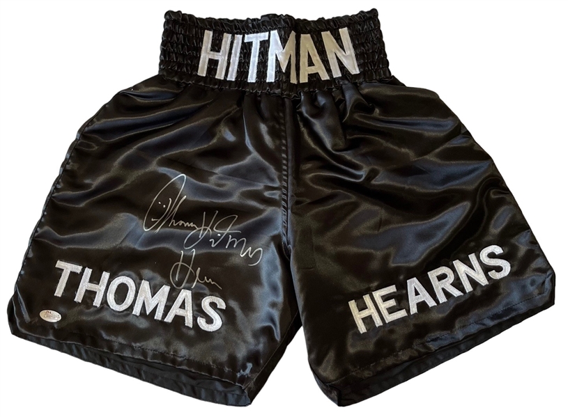 Thomas "Hitman" Hearns Signed Boxing Shorts (JSA COA)