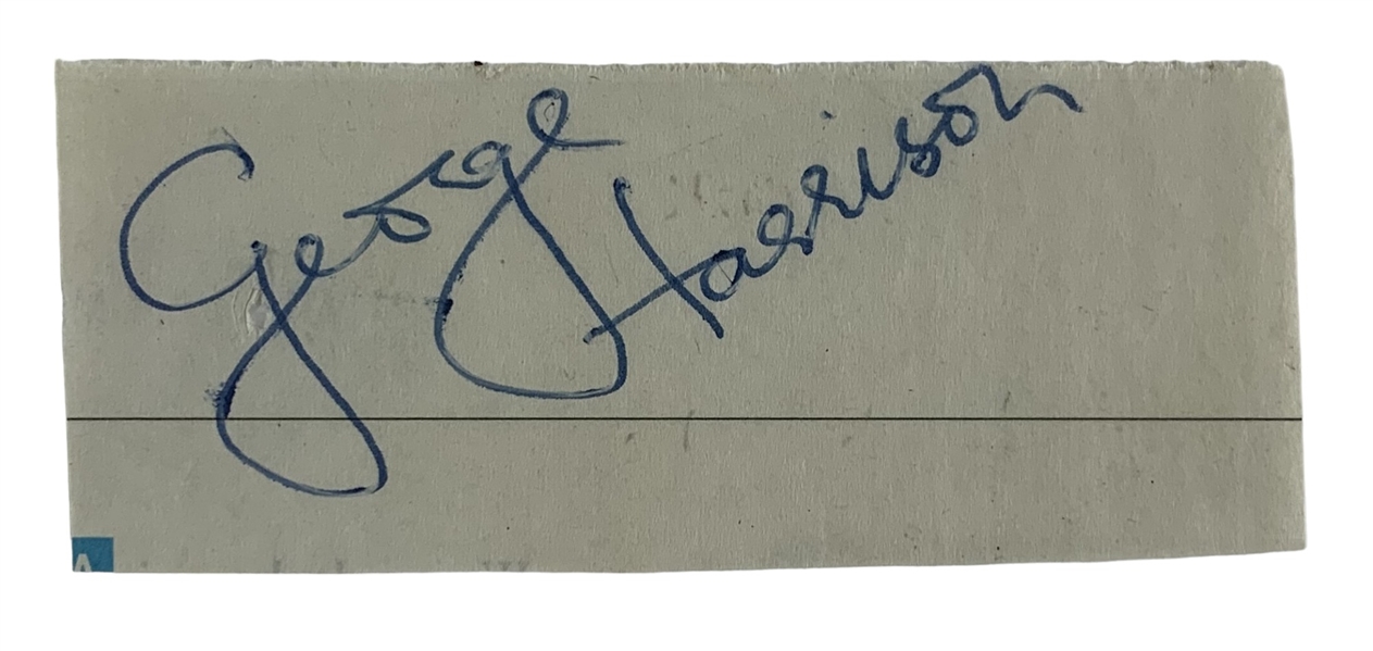 Beatles: George Harrison Signed 1.25" x 3.25" Segment (Beckett/BAS LOA)