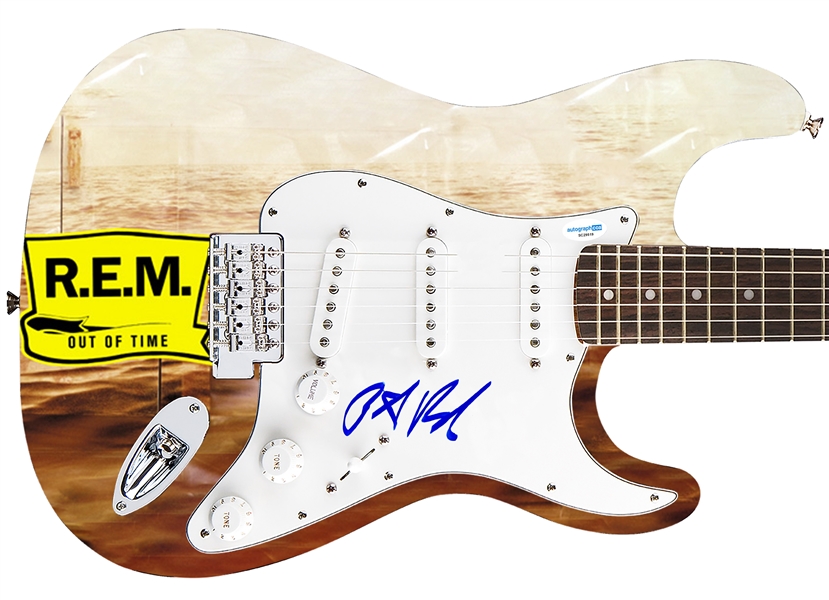 R.E.M. Peter Buck Signed Custom Graphics Guitar (ACOA Authentication)