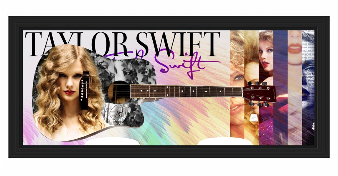Taylor Swift Signed Graphic Guitar w/ Shadow Box Display Case (ACOA)