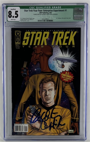 Star Trek: William Shatner Dual Signed "Enterprise Experiment #1" Comic (CGC 8.5)(CGC Encapsulated)(BAS Witnessed)