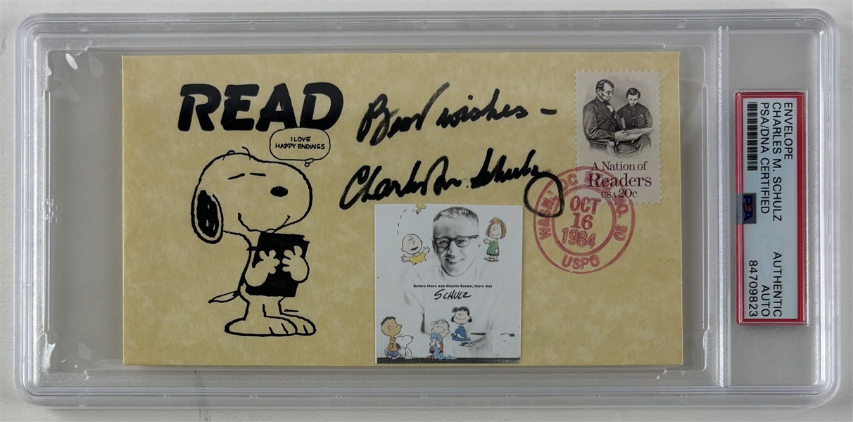 Charles M. Schulz Signed 3.5" x 6.5" Snoopy Envelope (PSA/DNA Encapsulated)
