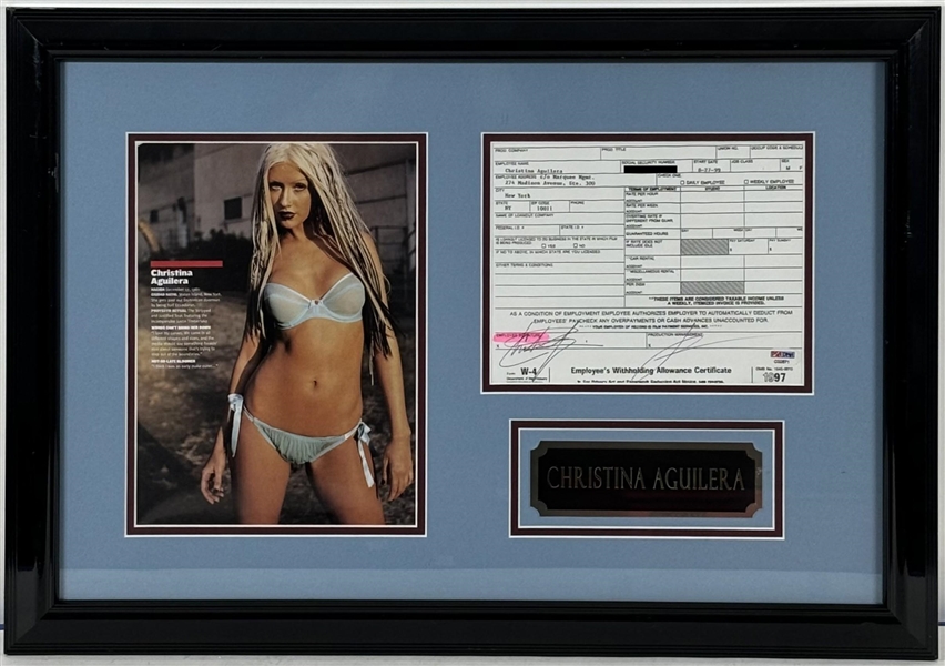Christina Aguilera Signed Document in Framed Display (PSA/DNA)