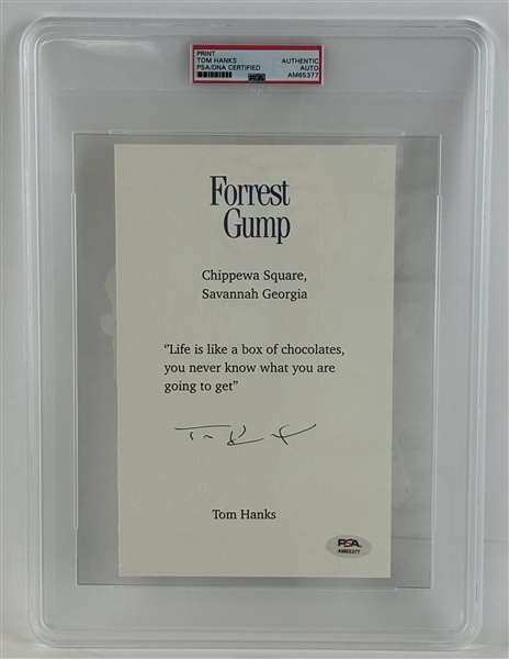 Tom Hanks Signed 5.75" x 9" Forrest Gump Quote Sheet (PSA/DNA Encapsulated)