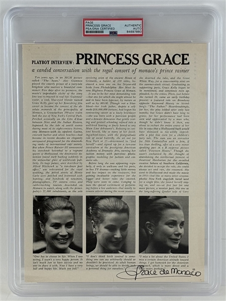 Princess Grace Kelly of of Monaco Signed 8.25" x 10" Page (PSA/DNA Encapsulated)