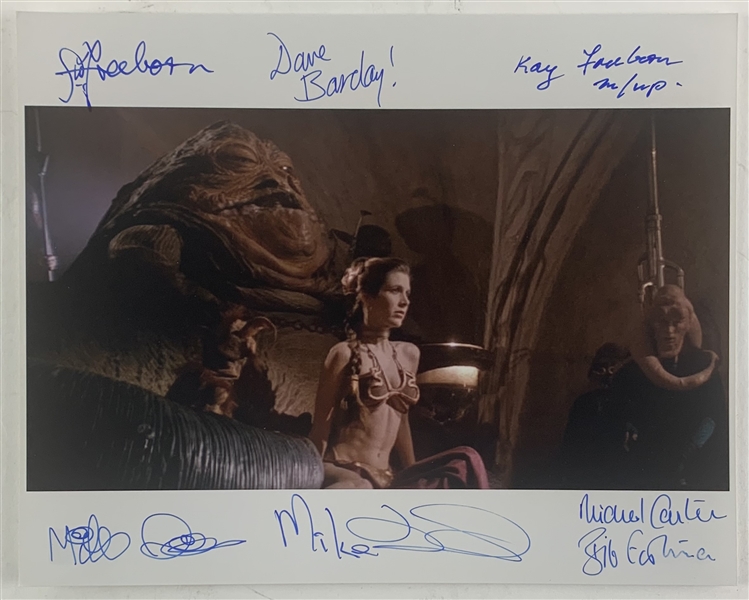 Star Wars: Jabbas Lair Cast Multi-Signed 8" x 10" Return of the Jedi Photo w/Freeborn, Barclay, Quinn, etc.  (6 Sigs)(Beckett/BAS LOA)