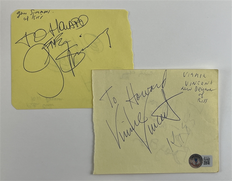 Kiss: Group Signed Autograph Page Lot w/ Simmons, Criss, & Vincent (Beckett/BAS)