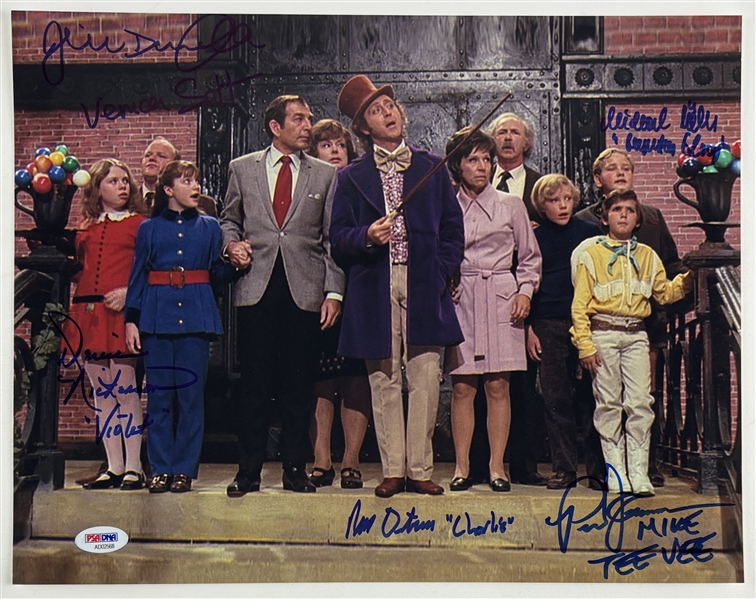 Willy Wonka & the Chocolate Factory Cast Signed 12" x 18" Photo w/ Wilder, etc. (5 Sigs)(PSA/DNA LOA)