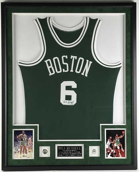 Bill Russell Signed Limited Edition Celtics Pro Model Jersey in Custom Framed Display (Third Party Guaranteed)
