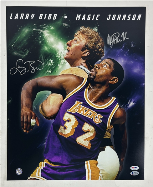 Magic Johnson & Larry Bird Dual Signed 16" x 20" Color Photo (PSA/DNA LOA)