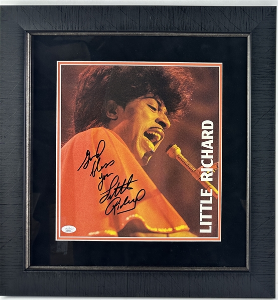 Little Richard Signed Album Insert in Custom Framed Display (JSA)