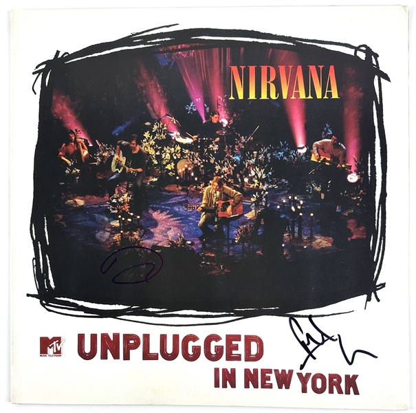 Nirvana: David Grohl & Pat Smear Signed "Unplugged" Record Album Cover (JSA)