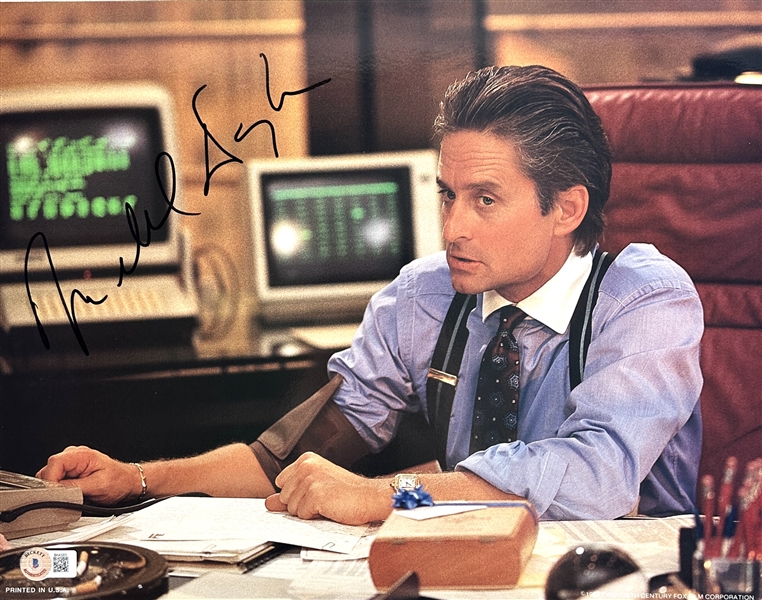 Michael Douglas Superb In-Person Signed 11" x 14" Color Photo from "Wall Street" (Beckett/BAS)