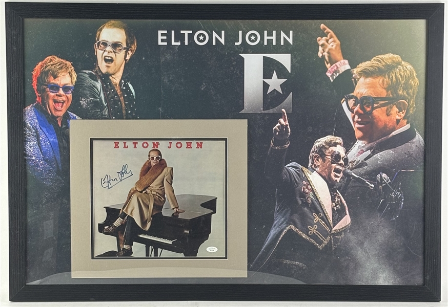 Elton John Signed Calendar Cover in Beautiful Framed Display (JSA)