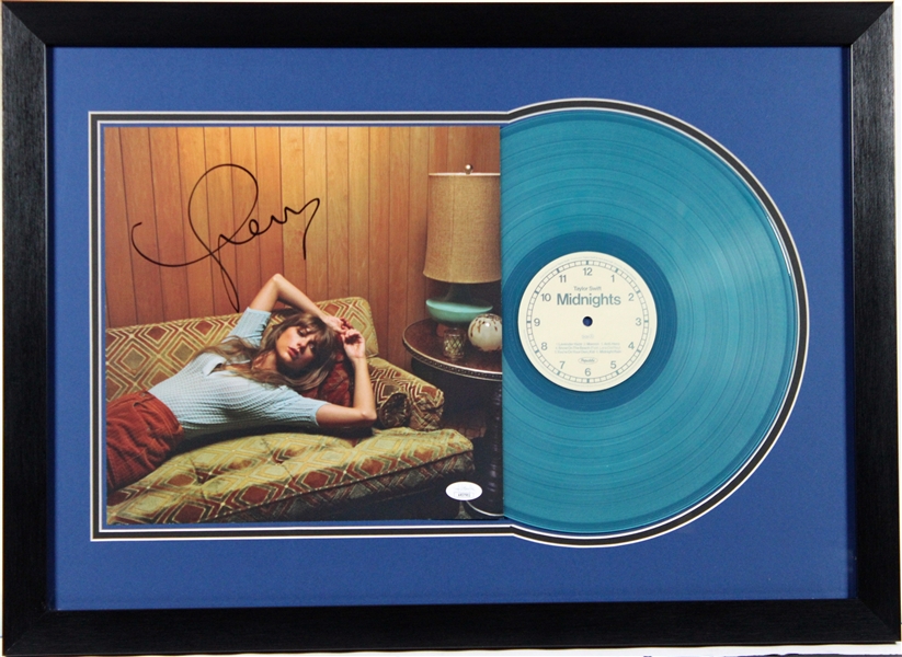 Taylor Swift Signed "Midnights" Album Cover w/ Colored Vinyl in Framed Display (JSA)