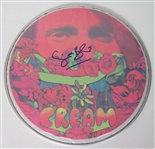 Cream: Ginger Baker Signed Custom Cream 12-Inch Drumhead (JSA COA)