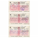 Queen: Multi-Signed Lot of Three 1976 Lloyds Bank Cheques (PSA/DNA Encapsulated)