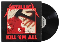 Metallica RARE Original Group Signed & Inscribed "Killem All" Album Cover with Cliff Burton! (JSA LOA)(Epperson/REAL LOA)