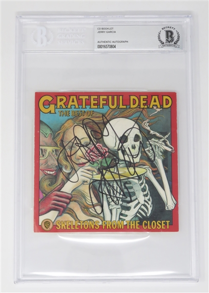 Grateful Dead: Jerry Garcia Signed "Best of" CD Insert (Beckett/BAS Encapsulated)(JSA LOA)