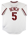Johnny Bench Signed Cincinnati Reds Cooperstown Collection Jersey with "HOF 89" Inscription (Fanatics)