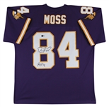 Randy Moss Signed Mitchell & Ness 1998 Vikings Throwback Model Jersey with "HOF 18" Inscription (Beckett/BAS Witnessed)