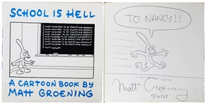 Matt Groening Signed 1988 "School is Hell" Book with Early Sketch (Beckett/BAS LOA)