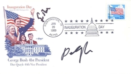 George H.W. Bush & Dan Quayle Dual-Signed 1989 First Day Cover (Beckett/BAS)