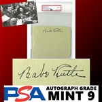 Babe Ruth Signed Vintage Album Page with Superb MINT 9 Autograph (PSA/DNA Encapsulated)