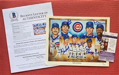 Chicago Cubs Vintage 1980s "Great Cub Infields" Unocal Promo Photo w/ 8 Sigs! (Beckett/BAS LOA)(JSA COA)