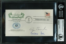 President George HW Bush & Barbara Bush Dual Signed 1981 VP Inauguration FDC (Beckett/BAS Encapsulated)