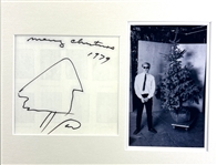 Andy Warhol Hand Drawn & Signed Christmas Tree Sketch with "Merry Christmas" Inscription (JSA & ACOA LOAs)