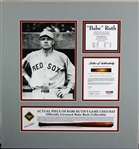 Babe Ruth 19" x 20" Custom Matted Game-Used Baseball Bat Piece Red Sox Display (PSA)