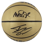 Laker Legends: Magic Johnson & Shaquille ONeal Dual Signed Wilson NBA Gold Edition Composite Basketball (Beckett Witnessed)