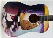 Taylor Swift Signed Acoustic Guitar with Custom Screen Print Artwork (PSA/DNA & JSA)